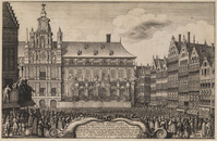 TvB G 4218
<br/>
Afkondiging vrede Nederlanden/Spanje in Antwerpen 1648
<br/>
<em>Hollar, Wenzel (1607-1677)</em>